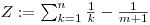 $Z:=\sum_{k=1}^{n}\frac{1}{k}-\frac{1}{m+1}$