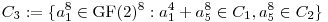 $$C_3:=\{ a_1^8 \in \mathrm{GF}(2)^8: a_1^4+a_5^8\in C_1, a_5^8\in C_2 \}$$
